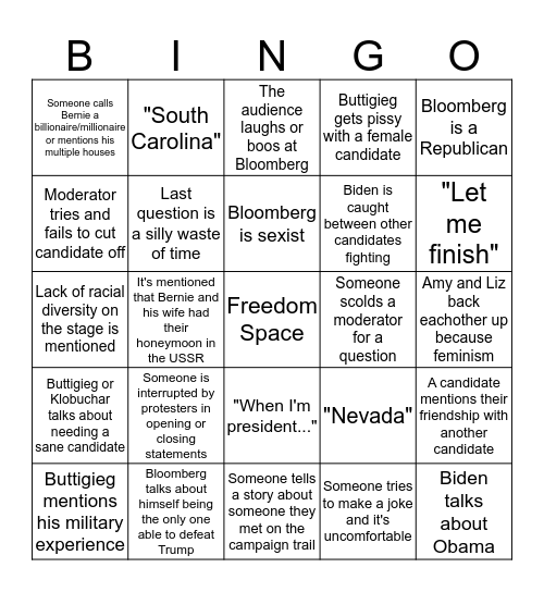 Democrats yay Bingo Card
