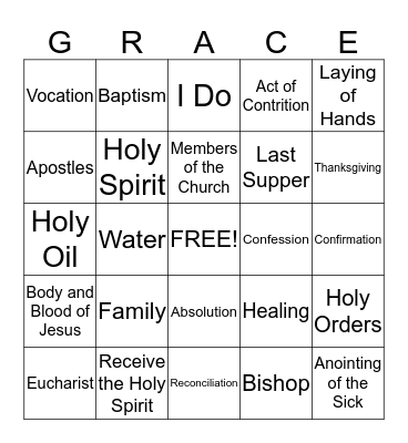 The Seven Sacraments Bingo Card
