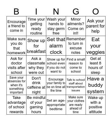 Attendance Bingo Card