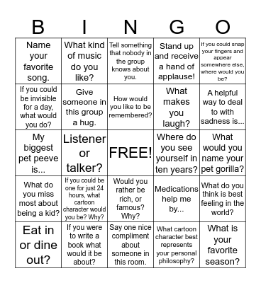 Social Bingo Card