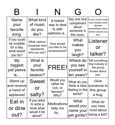 Social Bingo Card