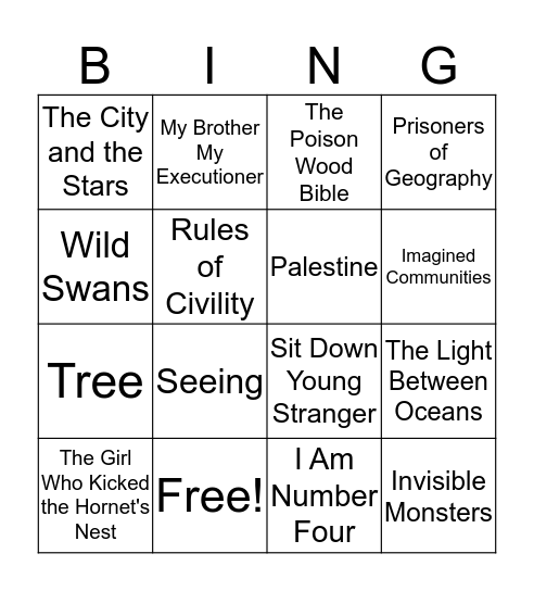 TBR Bingo Card