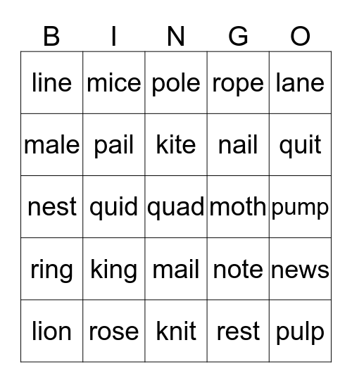 Flashback  Bingo Card