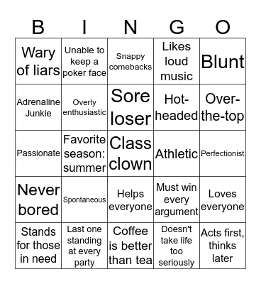 Sorting Bingo Card