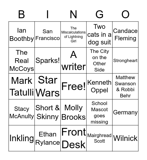 Battle of the Books Bingo Card