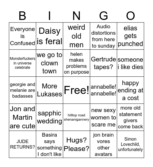 My Magnus Archives  Bingo Card