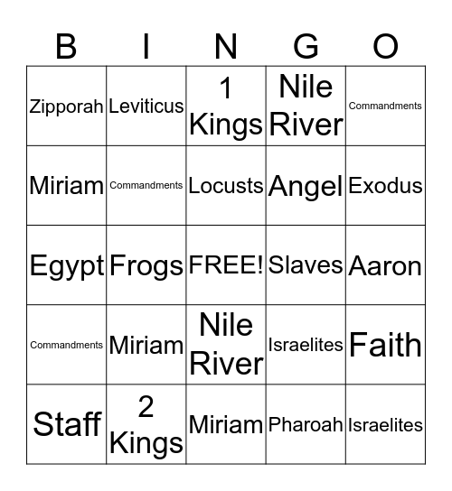 Old Testament Bingo Card