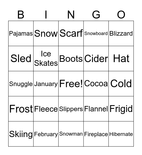 Winter Bingo Card