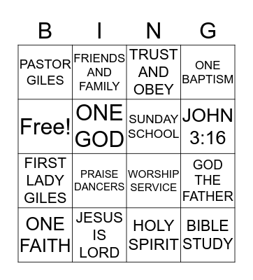 SECOND MT. OLIVE MBC BINGO Card
