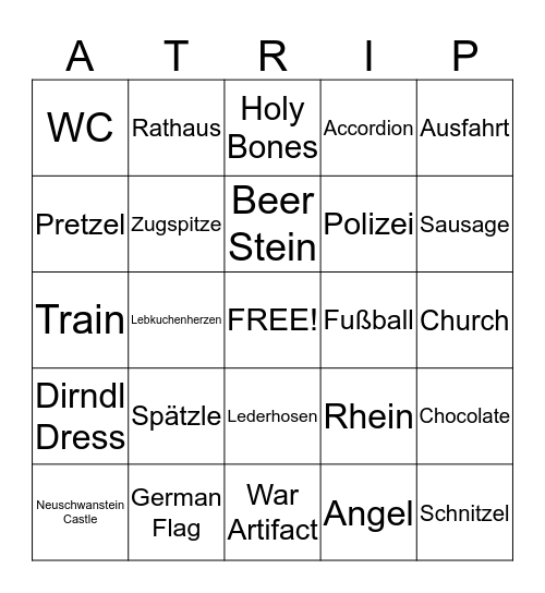 Germany Bingo Card