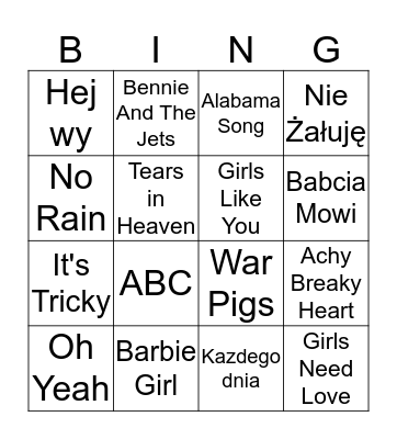 Polish Songs 2 Bingo Card