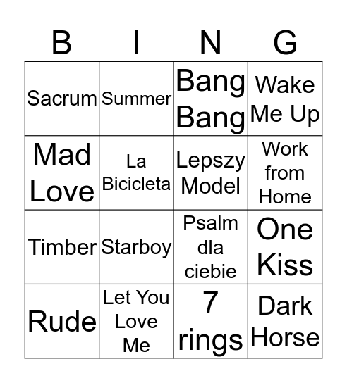 Polish Songs 4 Bingo Card