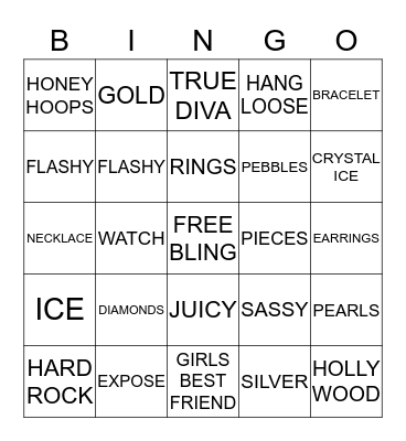 BLING BLING Bingo Card