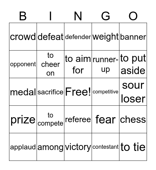 Theme 4 Bingo Card