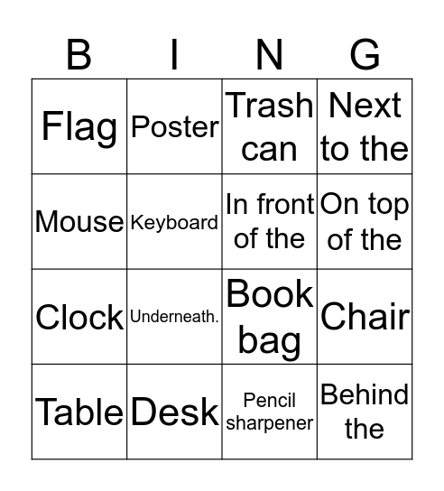 La sala de clase Bingo Card