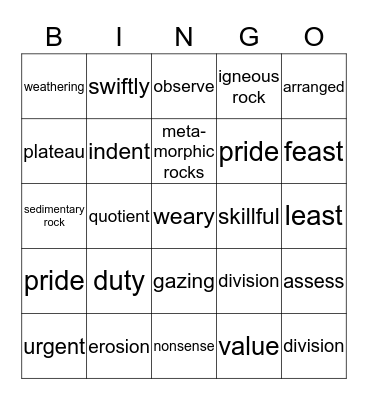 Core Vocabulary Quarter 4 Bingo Card