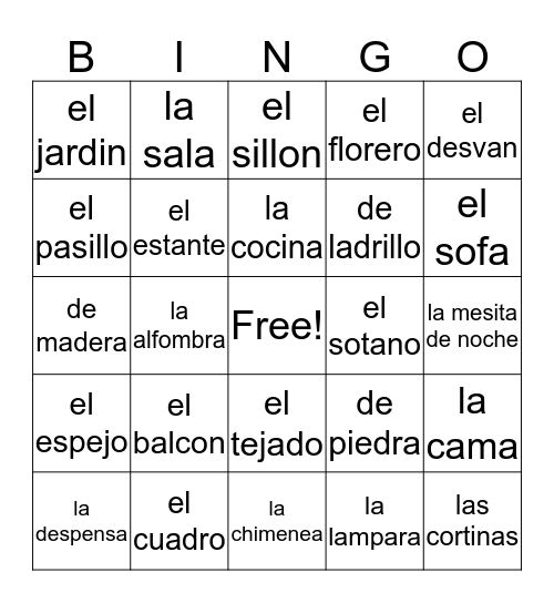 LA CASA - 2  Bingo Card