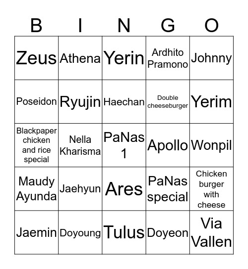 RYUJIN's BINGO Card