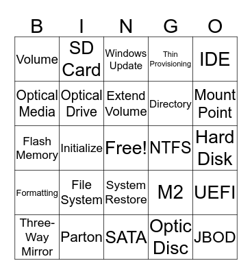 TestOut A+ Ch5 Bingo Card