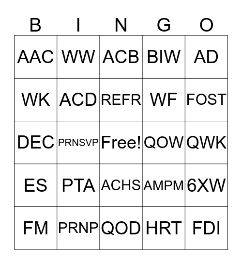 What's the Sig? Bingo Card