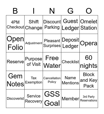 Hyatt House Houston/Galleria Bingo Card