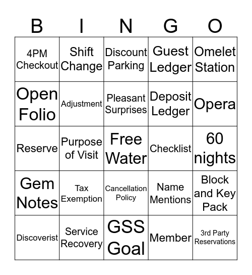 Hyatt House Houston/Galleria Bingo Card