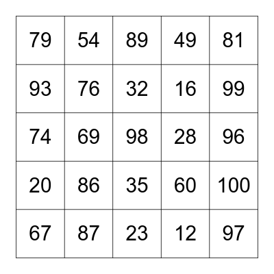 ASL Bingo Card