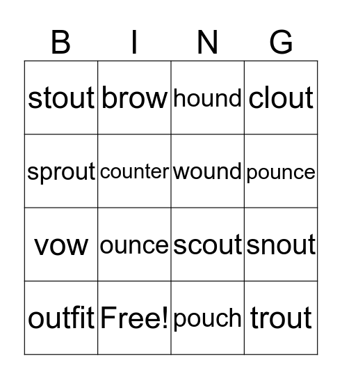 Lesson 56 Challenge Words Bingo Card