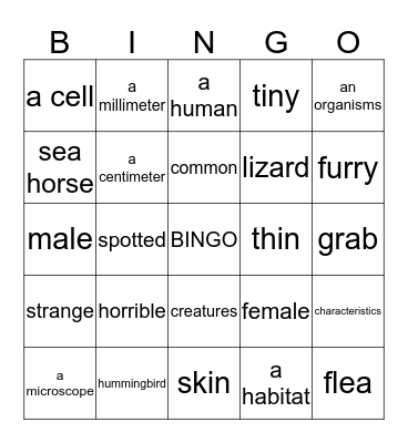 Organisms Bingo Card