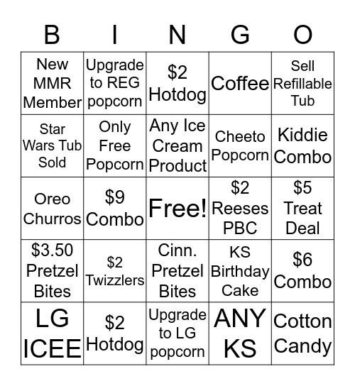 Tuesday Bingo Card