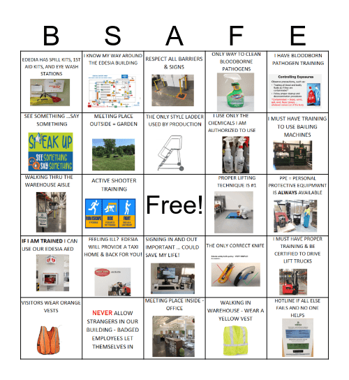 Safety Bingo Card