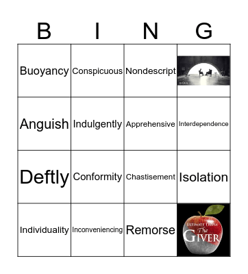 The Giver Vocabulary  Bingo Card