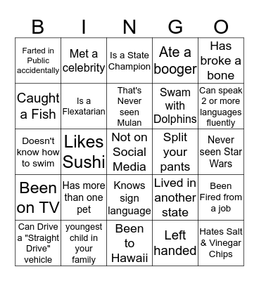 CONNECT GTKY BINGO Card