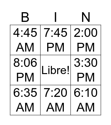 TIEMPO BINGO Card