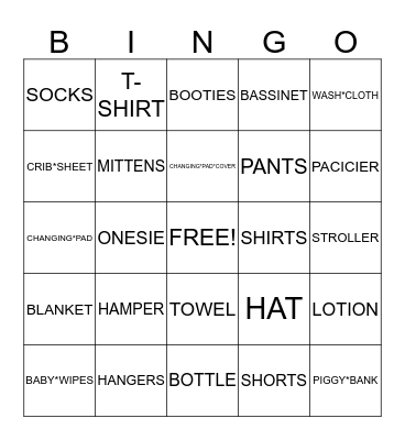 TAMEKA' BABY SHOWER Bingo Card