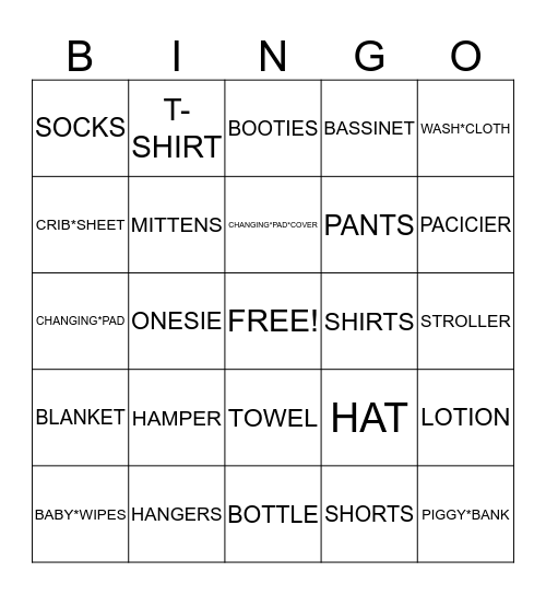 TAMEKA' BABY SHOWER Bingo Card