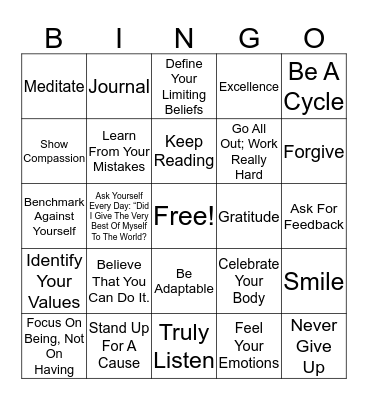 Excellence Bingo Card