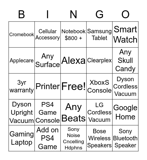 Get Connected Bingo Card