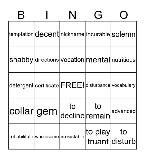 LessonMarathon Bingo Card