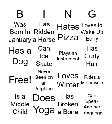 ICE BREAKER BINGO Card