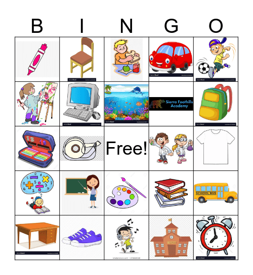 School Bingo Card