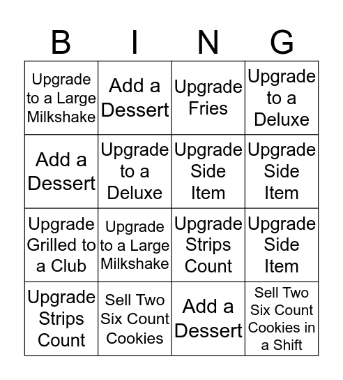 Upgrade Bingo Card