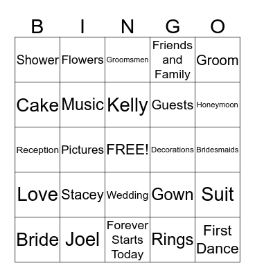 Let's Get Married Bingo Card