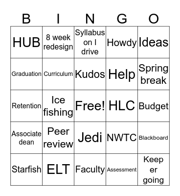 T&ET In-Service  Bingo Card