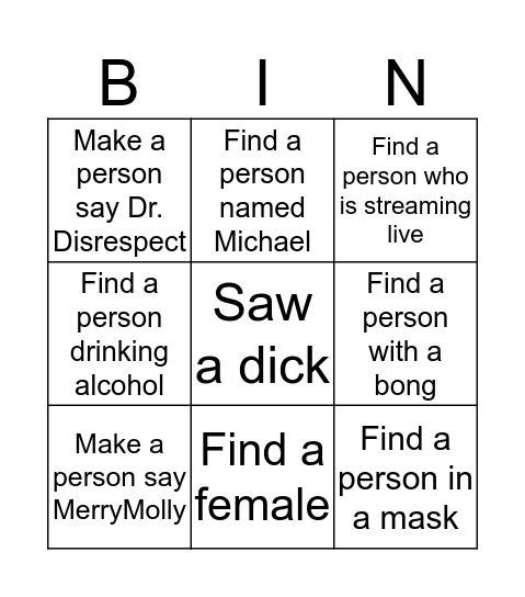 omegle bingo Card