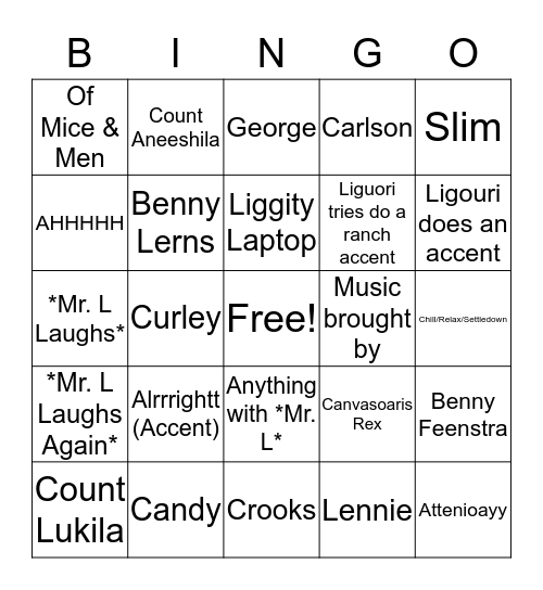 Liguori Bingo 2.0 By Aneesh (Call it if you win!) Bingo Card