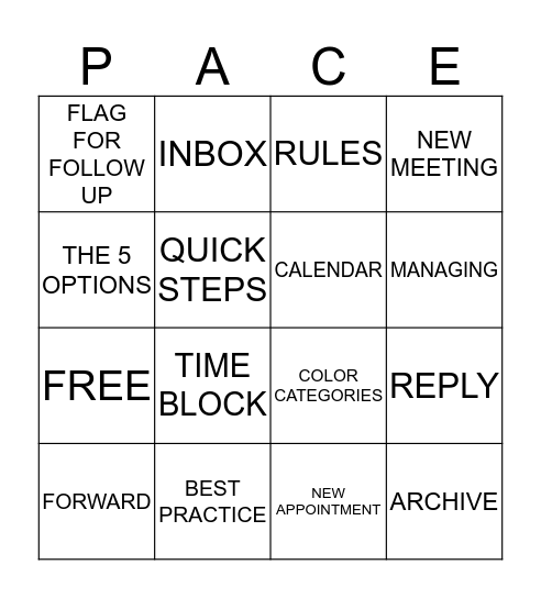 EMAIL MANAGEMENT Bingo Card