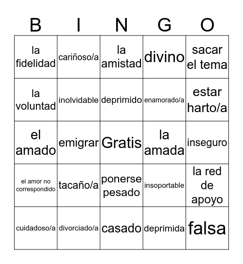 Imagina Leccion 1 Bingo Card