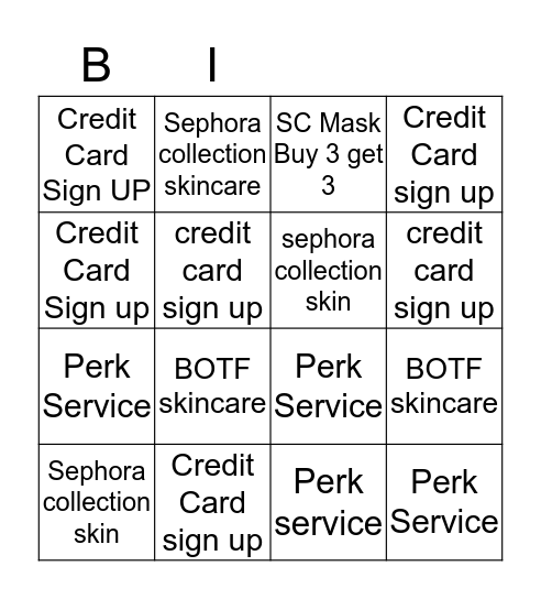 Skincare Bingo  Bingo Card