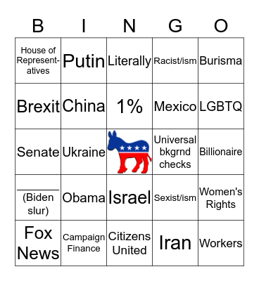 JANUARY 14 2020 DEBATE BINGO Card